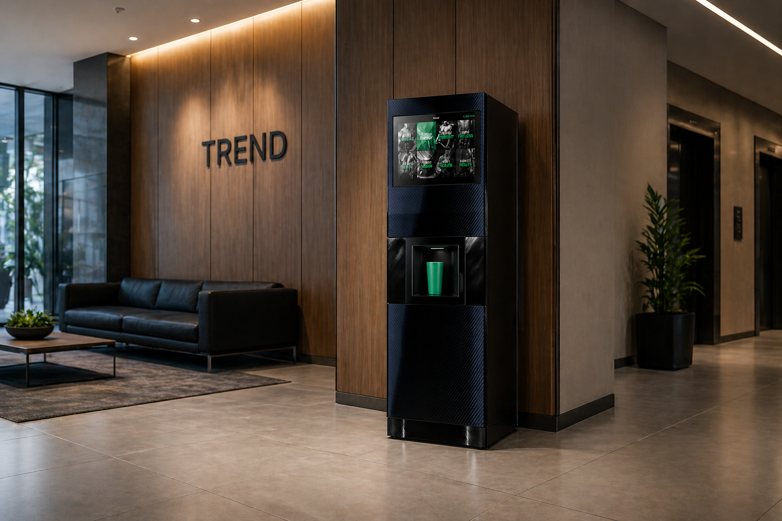 Protein vending location in office and commercial spaces